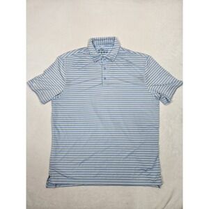 Ibkul Polo Shirt Men's XL Performance Stretch Blue Striped UPF 50+ Cool QuickDry